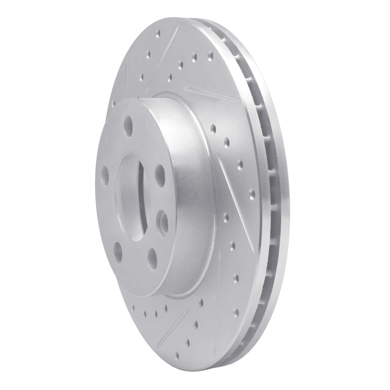 Volkswagen EuroVan Brake Rotor (1) - Front Left - R1 Concepts - Drilled & Slotted - Silver - `96-`00